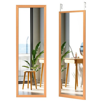 Costway Full Length Wall Mounted Decor Wood Frame Hanging Door Mirror in Gold