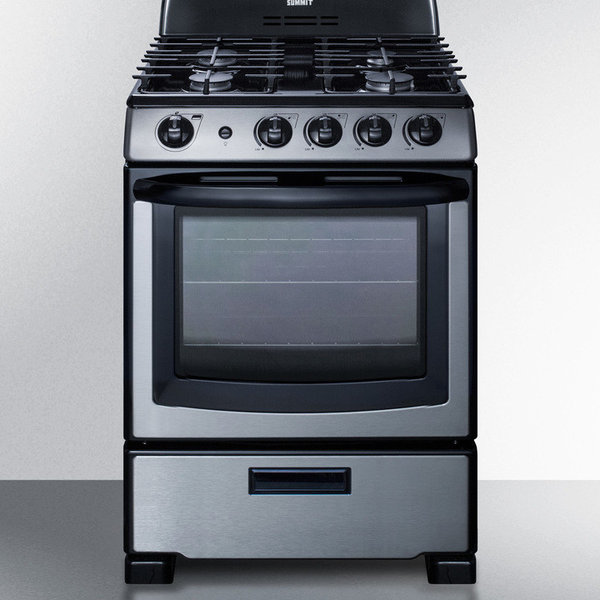 Summit 24 Inch Freestanding All Gas Range in Stainless Steel
