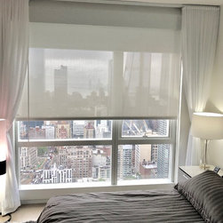 Manhattan View Condo- Ripplefold Drapery - Roller Shades