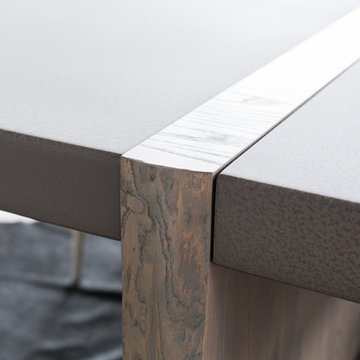 FLOE Organic Live Edge, Cement ans Hot Rolled Steel Dining Table