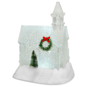 9" LED Lighted Glitter Snow Globe House Christmas Decor