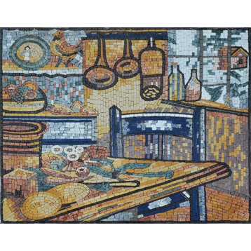 Mosaic Kitchen Backsplash, Agriturismo Farmhouse, 30"x24"