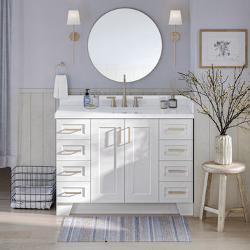 Ariel Taylor 49" Rectangle Sink Bath Vanity, White, 1.5" White Quartz