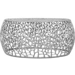 Meridian Furniture - Priya Aluminum Coffee Table, Silver, Coffee Table - Give your space that added wow factor with this handsomely modern Priya coffee table. This contemporary table is made from solid aluminum for a lasting, durable build that holds up to years of use. The strikingly intricate detailed scrollwork and attractive silver finish gives it a sleek and modish vibe that is well at home in your living room or den. Pair it with the coordinating end table for a coordinated look in your room.