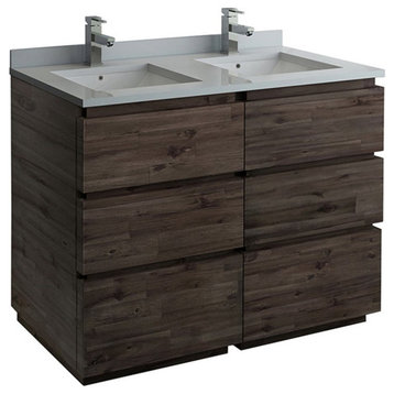 Fresca Formosa 46" Floor Standing Double Sinks Wood Bathroom Cabinet in Brown