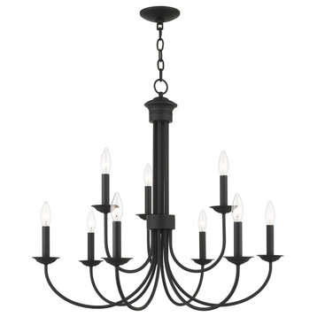 Livex Lighting Estate 9 Light Black 2-Tier Chandelier