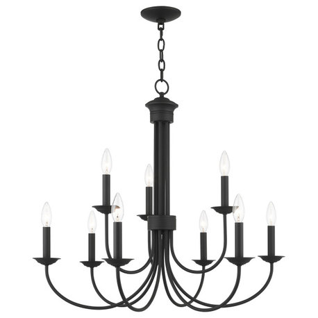 Livex Lighting Estate 9 Light Black 2-Tier Chandelier