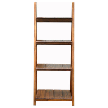 Manhasset Slatted Folding Bookcase, Warm Brown, 4-Shelf