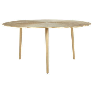 40" Gold Aluminum Round Distressed Coffee Table