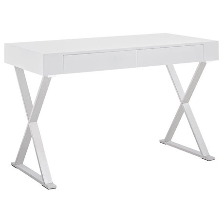 Sector Stainless Steel Office Desk, White