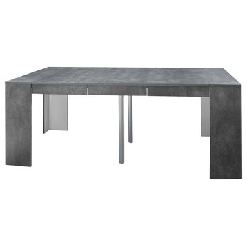 Symbiosis Elastic Expandable Dining Console Table, Concrete
