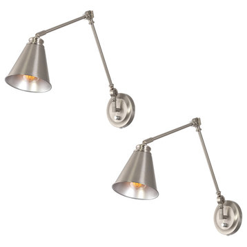 Kira Home Ellis 18" Swing Arm Wall Lamp, Adjustable Head, Plug In/Wall Mount