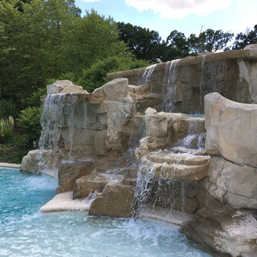 Cedar Rapids, Iowa - Custom Concrete Swimming Pool with Rock Waterfall Feature