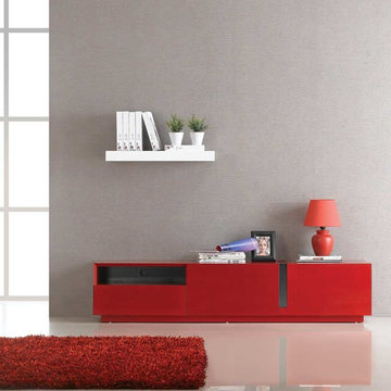 J&M | Modern TV Stand in Red High Gloss -$814.38