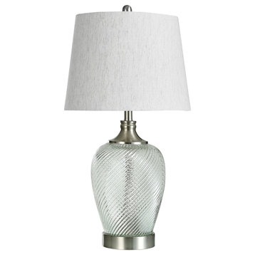 Elyse Clear Glass Table Lamp Ribbed Swirl Clear Glass Body