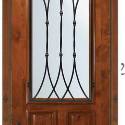 Pre-hung Single Door 80 Alder Warwick 2 Panel Arch Lite Wrought Iron - Front Doors