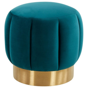 Safavieh Couture Maxine Channel Tufted Otttoman, Petrol