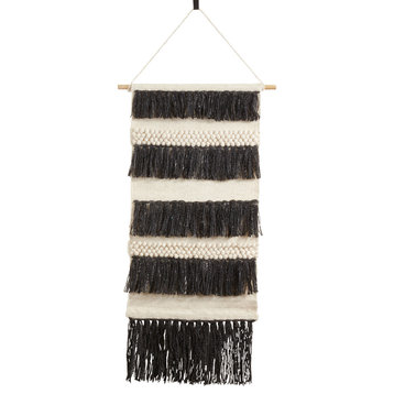 Fringe Layered Design Textured Woven Wall Hanging