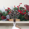6.25" Silver Snowflake With Wood Finish Base Christmas Stocking Holder
