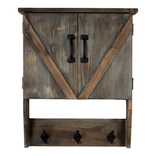 Rustic Hanging Storage Cabinet and Hooks - Farmhouse - Wall Organizers - by  American Art Decor, Inc. | Houzz