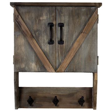 Rustic Hanging Storage Cabinet and Hooks