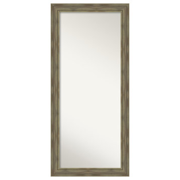 Alexandria Greywash Non-Beveled Wood Full Length Floor Leaner Mirror 30 x 66 in.