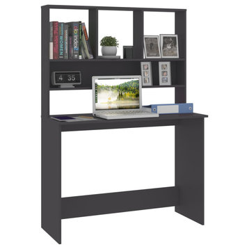 vidaXL Desk with Shelves Home Office Storage Computer Desk Gray Engineered Wood