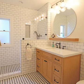 White and Wood Bathroom Remodel