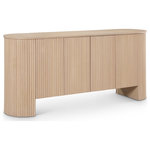 Meridian Furniture - Belinda Beech Wood Sideboard/Buffet, Oak - Be the perfect hostess when you keep everything you need in the dining room organized inside the attractive confines of this Belinda oak sideboard/buffet. Crafted with oak veneer, solid wood, and MDF, it blends durability with elegance and offerd loads of room for dining room essentials. The fluted detailing adds a touch of refinement, while its contemporary design ensures it seamlessly integrates into modern spaces. This sideboard is more than just storage-it's a statement piece that enhances functionality with style, perfect for those who appreciate quality craftsmanship and timeless appeal.