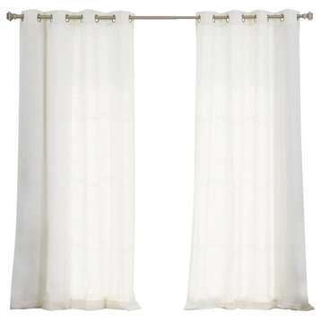 Faux Linen Blend Curtain Panel, Set of 2, Opticwhite, 52"w X 84"l