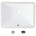 Stylish - 20.75" W x 15.5" D White Rectangular Undermount Bathroom Sink - Sleek, high-gloss rectangular sink crafted from durable, non-porous porcelain with a baked-on glaze for easy cleaning. Its slim lines maximize counter space for any vanity.