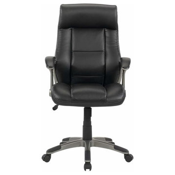 Sauder Gruga Leather Manager Chair in Black