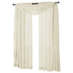 Royal Tradition - Abri Single Rod Pocket Sheer Curtain Panel, Ivory, 50"x63" - Want your privacy but need sunlight? These crushed sheer panels can keep nosy neighbors from looking inside your rooms, while the sunlight shines through gracefully. Add an elusive touch of color to any room with these lovely panels and scarves. Sheers enhance the beauty of windows without covering them up, and dress up the windows without weighting them down. And this crushed sheer curtain in its many different colors brings full-length focus to your windows with an easy-on-the-eye color.