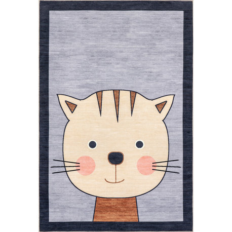 Nuloom Samantha Kitten Kids Washable Rug, Navy 5' x 8'