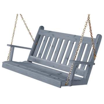Cedar Traditional English Porch Swing, Gray Stain, 4 Foot