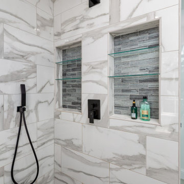 Organic Elegance: Rift Cut Oak Floating Vanity Bathroom Renovation