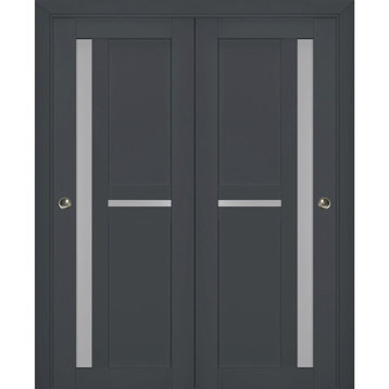 Sliding Bypass Doors 60 x 96, Veregio 7288 Antracite & Frosted Glass