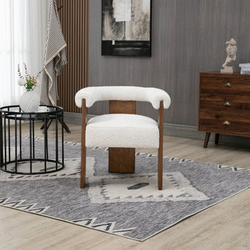 Meridian Barrel Cream Boucle Fabric Dining Chair