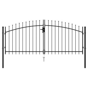 Vidaxl Fence Gate Double Door With Spike Top Steel 118 x 49,2