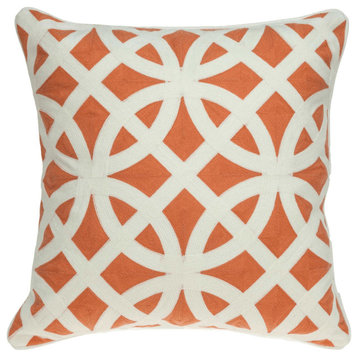 20" X 7" X 20" Transitional Orange Pillow Cover With Poly Insert