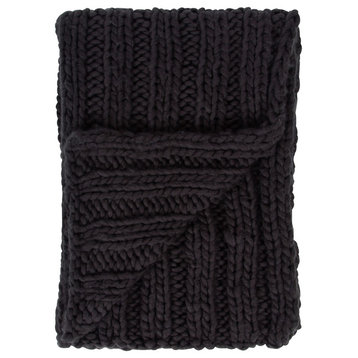 Chunky Knit Throw Blanket, Black 50x60