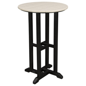 Polywood Contempo 24" Round Counter Table, Black/Sand
