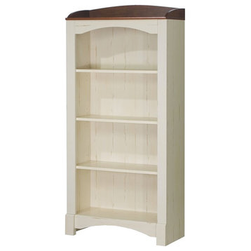 Saint Birch Hawksbury 4-Shelf Traditional Wood Bookcase in Antique White