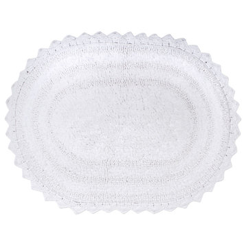 White Large Oval Crochet Bath Mat