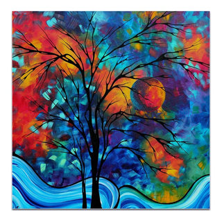 Abstract Art Original Whimsical Modern Landscape Painting BURSTING FORTH by  MADART by Megan Aroon