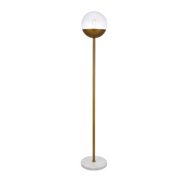 Eclipse 1-Light Floor Lamp, Brass With Clear Glass
