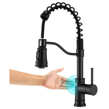 Touchless Kitchen Faucet, Arched Spout With Pull Down Sprayer, Matte Black