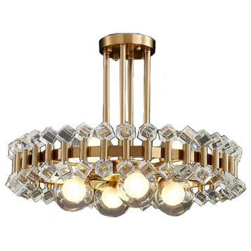 Modern colorful crystal LED Chandelier for living room, dining room., Cube Crystal, 17.7''