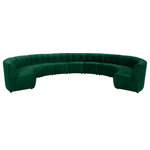 Meridian Furniture - Limitless Velvet Upholstered 11-Piece Modular Sectional, Green - Invest in your home's comfort with this Limitless 11 Piece Sectional. This modular unit offers tons of flexibility in the number of ways that you can put each piece in the Limitless collection together to get the ideal customized look. Upholstered in green velvet, this beautiful piece is soft and cool to the touch, so you can feel comfortable from every angle. Button and channel tufting add to this unit's upscale look and contemporary charm.
