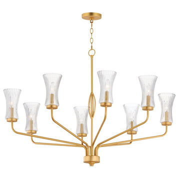 Maxim Lighting Camelot 8-Light Chandelier, Brass/Clear Ribbed, 16158CRNAB